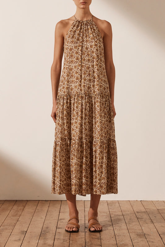 Backless Halter Midi Dress