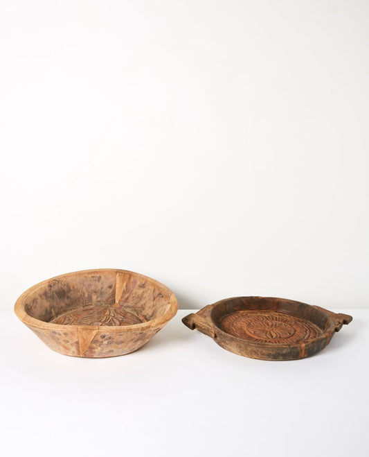 BHADRA VINTAGE CARVED TIMBER BOWL