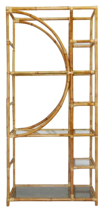 Half Moon Bamboo Bookshelf with Glass Shelving