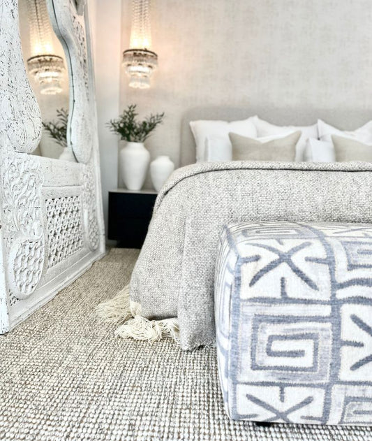 Bungalow Interiors home styling Gold Coast Master Bedroom with Ottoman