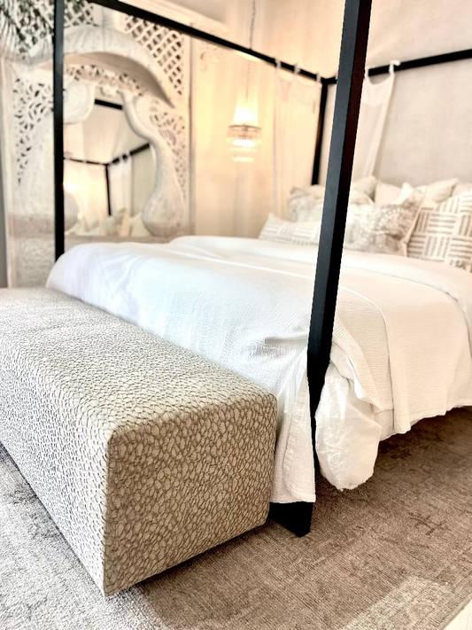 Bungalow Interiors home styling Gold Coast Master Bedroom with Ottoman