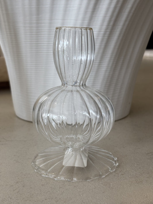 Gold Ribbed Candle Vase