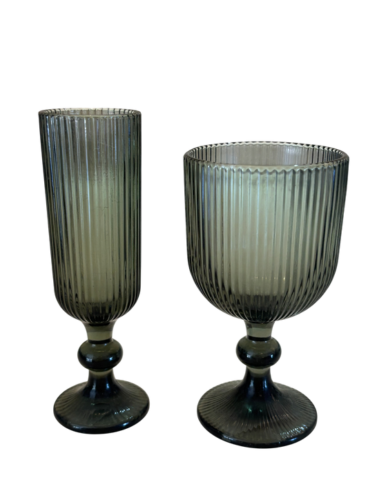 Glassware - Ribbed Grey