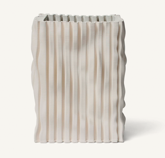 Rectangle White Textured Vase