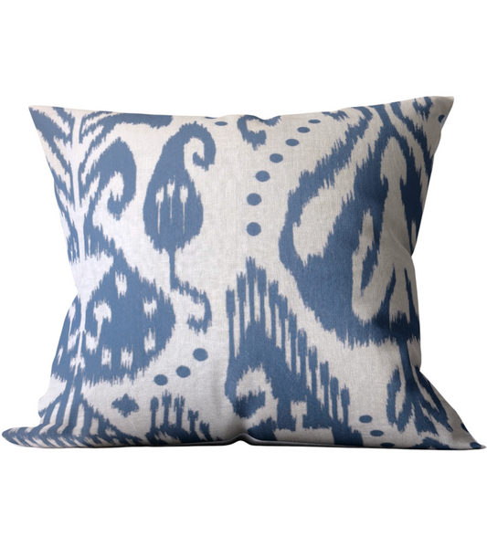 Ikat Mid Blue Custom Cushion