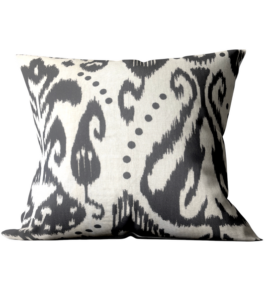 Ikat Black and White Schumacher Custom Cushion
