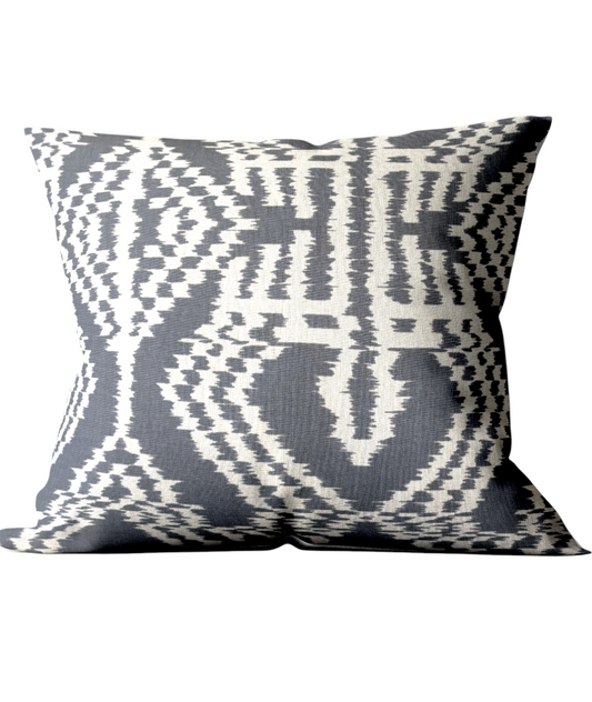 Ikat Charcoal Schumacher Custom Cushion
