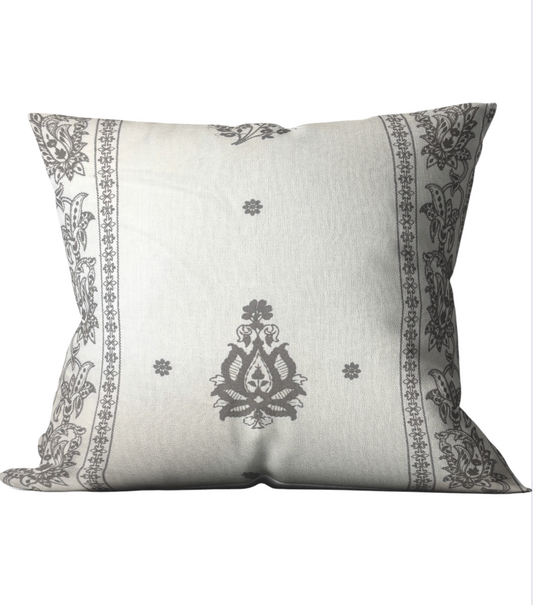 Jaipur White/Brown Schumacher Custom Cushion
