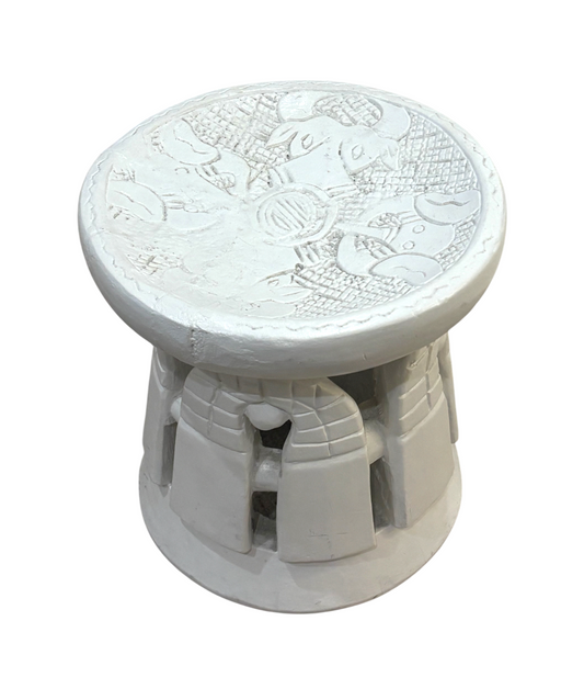White Bamoun Stool