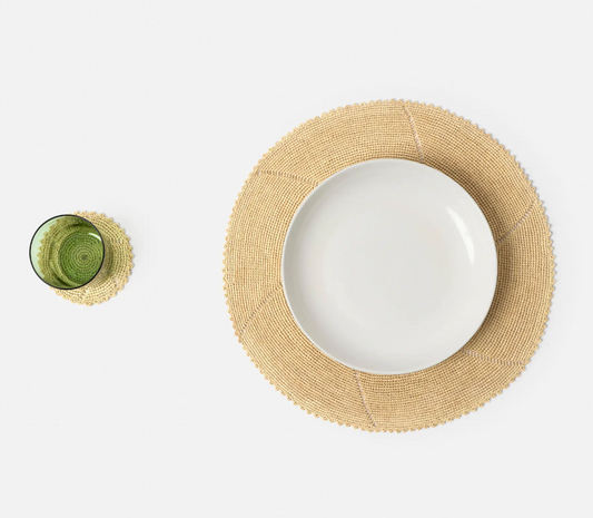 Set of 6 Raffia Coasters Tea