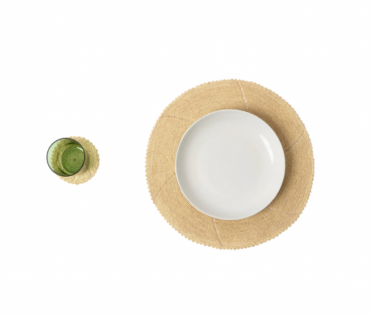 Set of 6 Raffia Coasters Tea