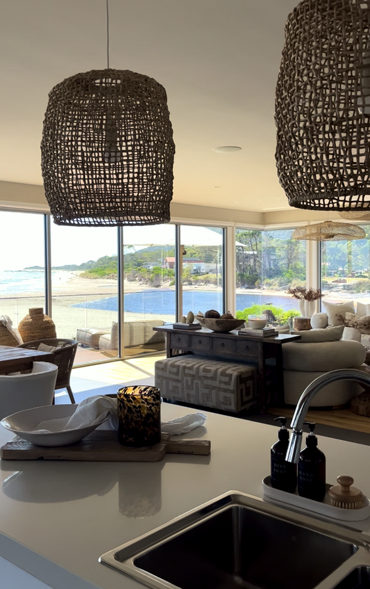 Holiday house decorating with bespoke ottomon and sofa, Gold Coast Bungalow Interiors