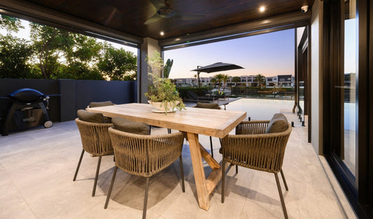 Bungalow Interiors Hope Island, Gold Coast outdoor dining styling