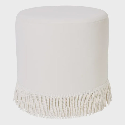 Ivory Velvet Ottoman
