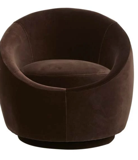 Velvet Swivel Chair Choc