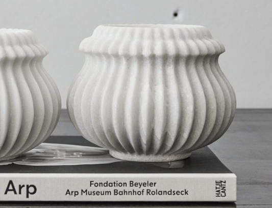 White Marble Ribbed Planters