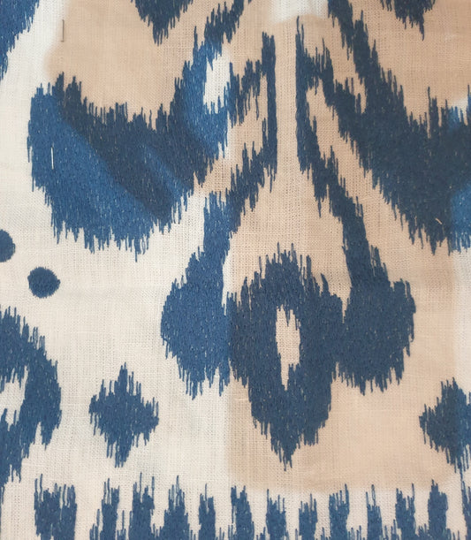 CE Custom Cushion  Ikat Blue w Plain Back