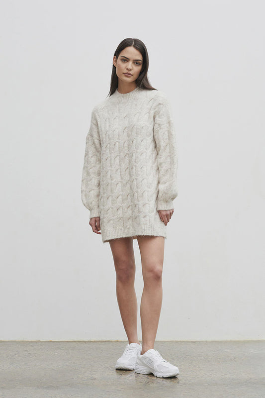 Kara Cable-knit Melange Mini Dress