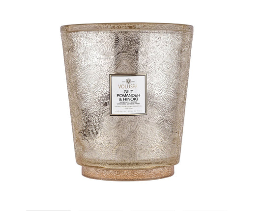 VOLUSPA Gilt Pomander & Hinoki 250hr Hearth Candle
