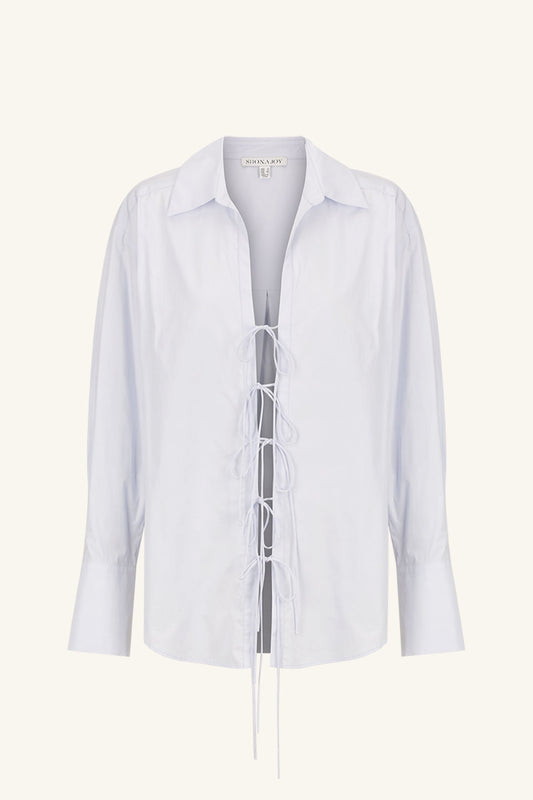 Amada Lace Up Shirt - Ice Blue