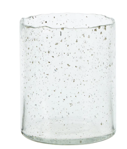 DAPPLED PEBBLE GLASS CANDLE HOLDER