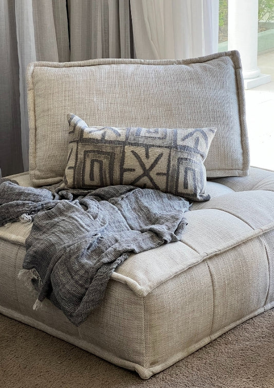 Hale Mercantile throw, Uniqwa Collections ottoman, Bungalow Interiors Gold Coast