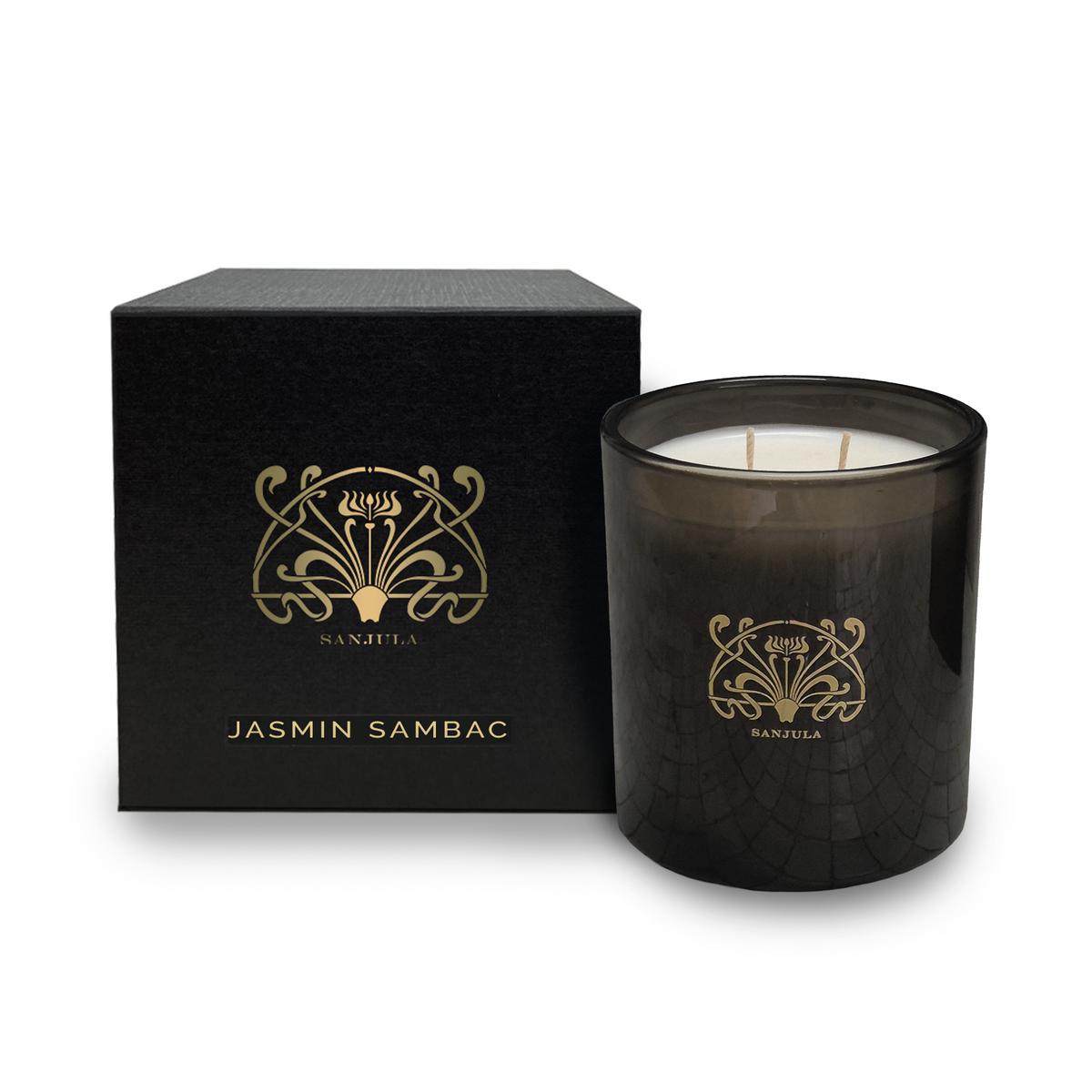 Sanjula Premium Black Jar Candle Jasmine Sambac
