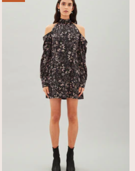Elsie Silk Dress Noir Blossom