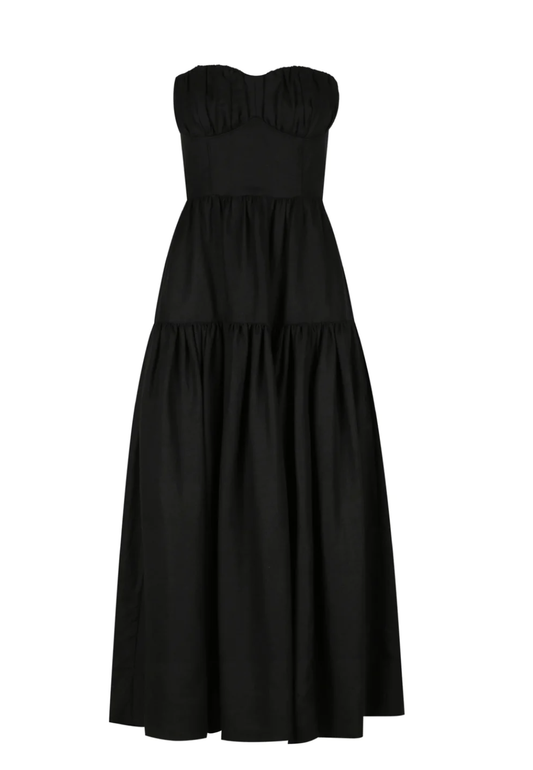 Strapless Ruched Midi Dress