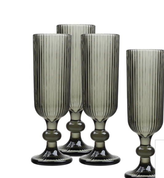 Glassware - Ribbed Grey