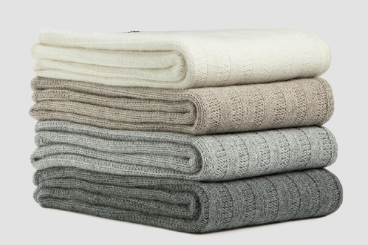 Angora/Merino Chunky Rib Throw Ink
