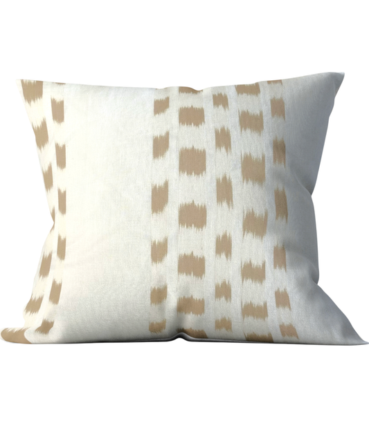 Ikat Stripe Sand Schumacher Custom Cushion