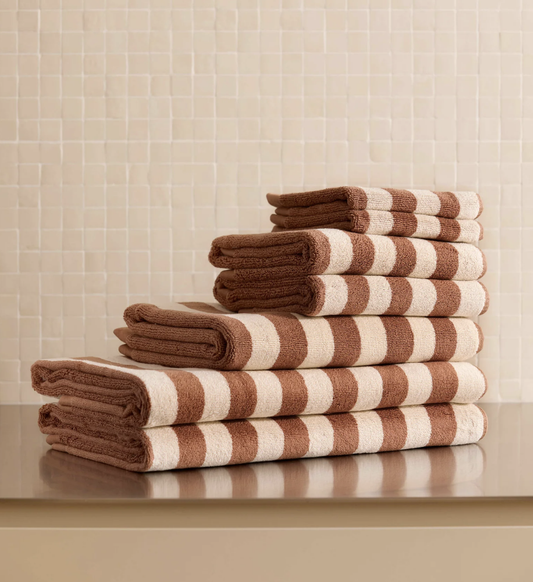 Raye Terracotta Stripes Bath Towels