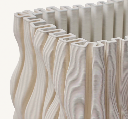 Rectangle White Textured Vase