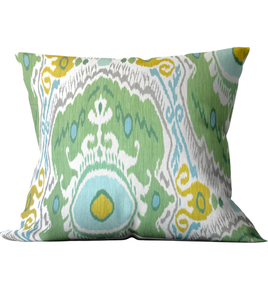 Green Ikat Custom Cushion
