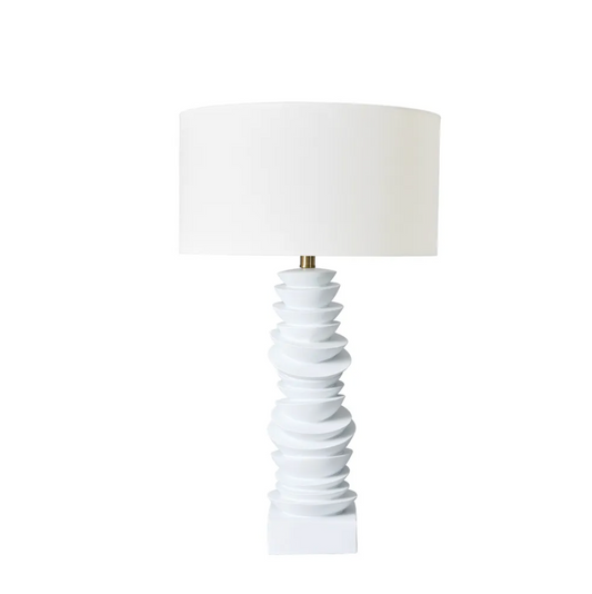 White Resin Stacked Lamp