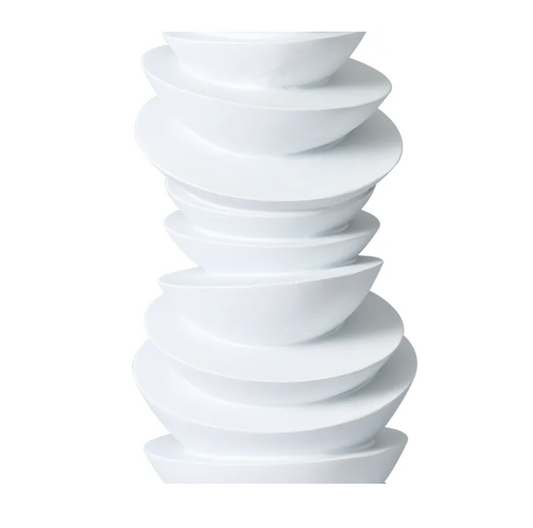 White Resin Stacked Lamp