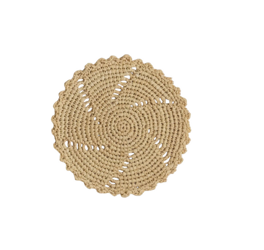 Set of 6 Raffia Coasters Tea