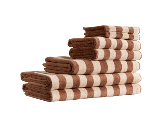 Raye Terracotta Stripes Bath Towels