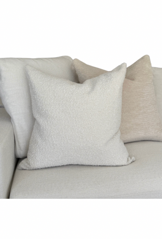 White Boucle Custom Cushion