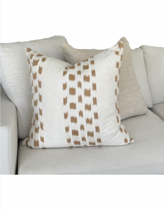 Ikat Stripe Sand Schumacher Custom Cushion