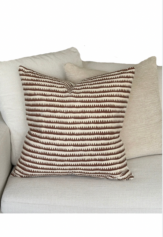 Corfu Stripe Brown Schumacher Custom Cushion
