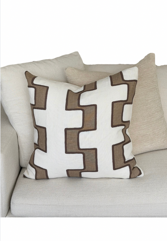 Brown Linen Schumacher Custom Cushion