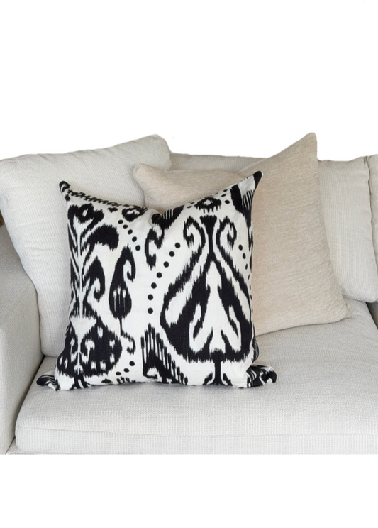Ikat Black and White Schumacher Custom Cushion