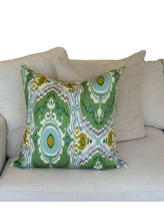 Green Ikat Custom Cushion