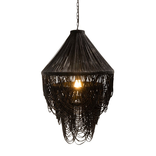Black Leather Draped Chandelier