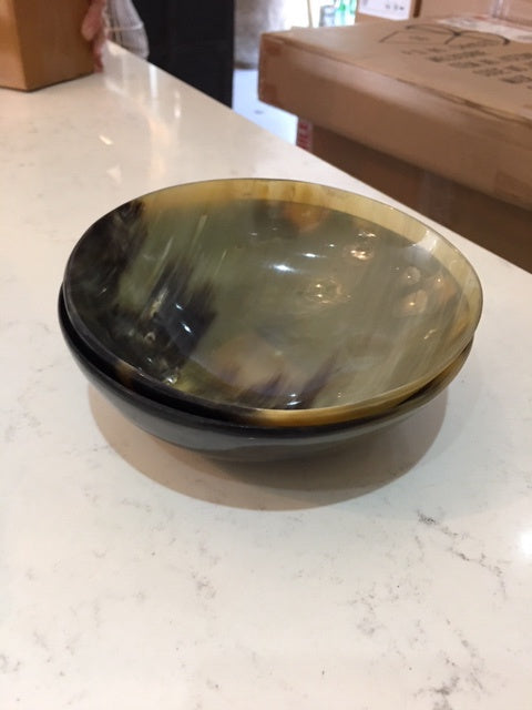Horn Black Brown Cream Bowl