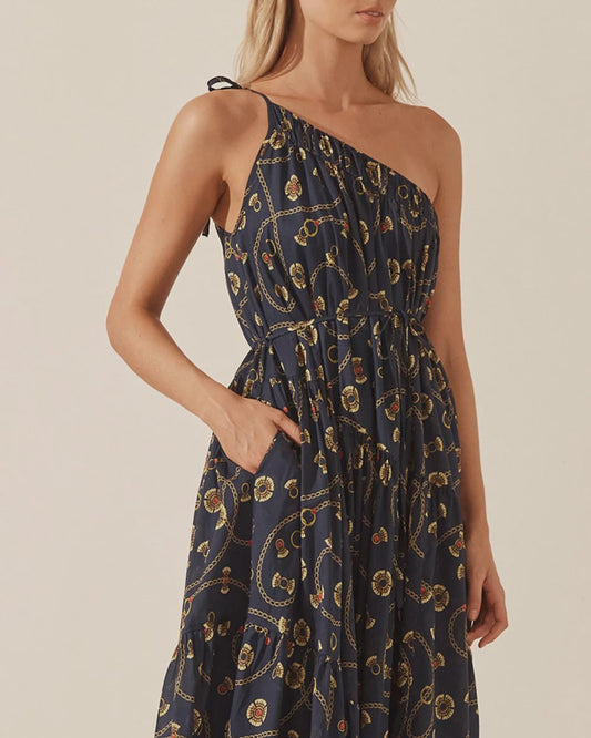 VACANCE ONE SHOULDER TIERED MAXI DRESS