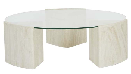 Travertine / Tempered Glass Coffee Table 1200 dia x 360mm h