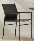 Black Leather Dining w Arms 84H x 56L x 50W